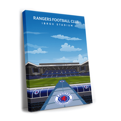 Rangers FC Ibrox Hand Drawn Stadium Design - Canvas Print, A2 image