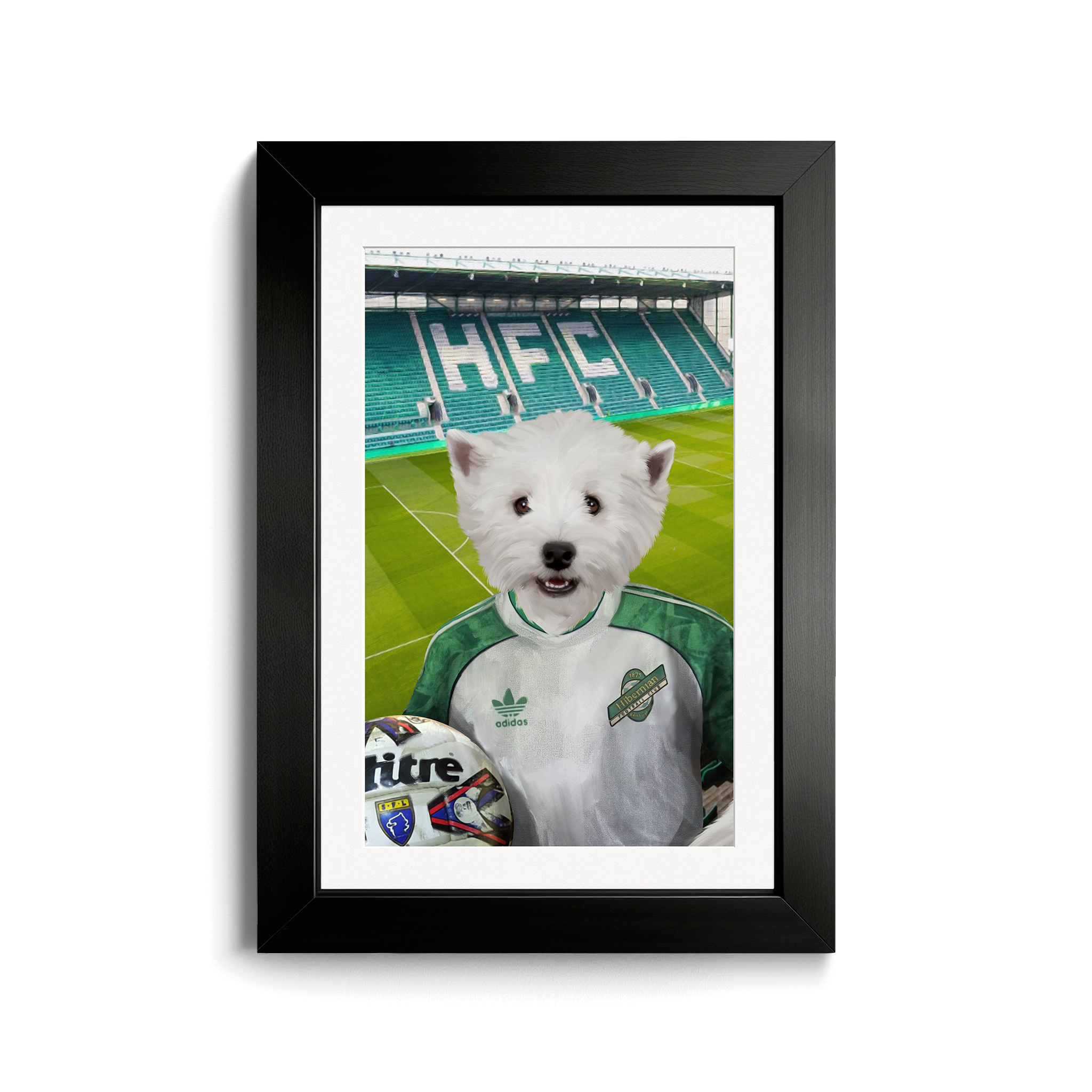 Your Pet in a Hibernian Away 1991-92 Retro Shirt inside Ground