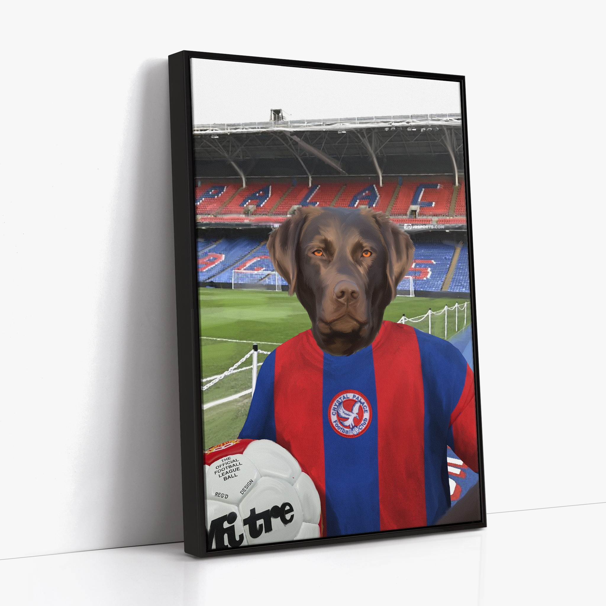 Your Pet in a Crystal Palace 1974 Home Shirt inside Selhurst Park