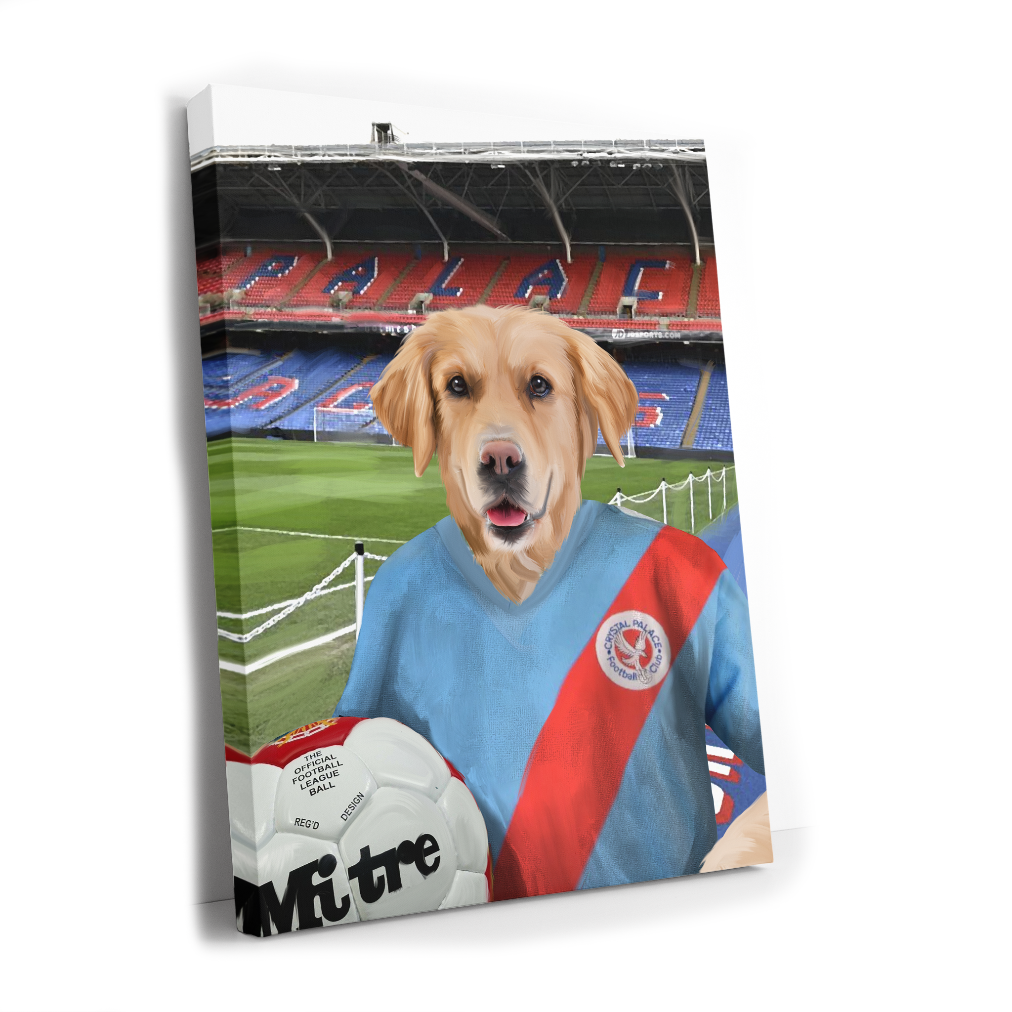 Your Pet in a Crystal Palace 1980-83 Home Shirt inside Selhurst Park