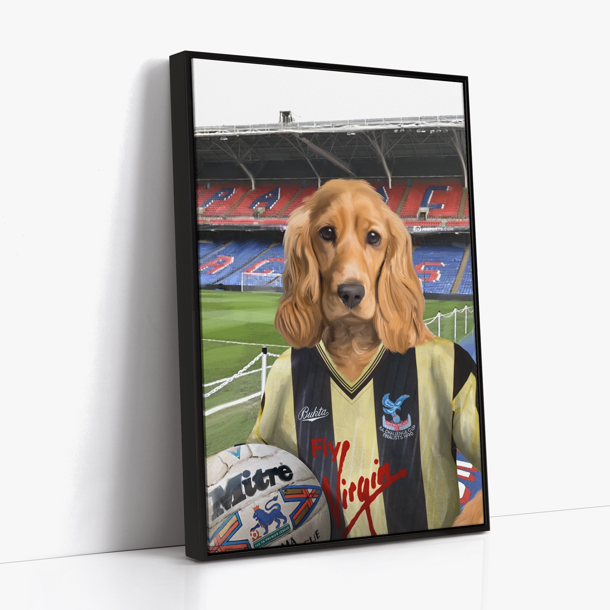 Your Pet in a Crystal Palace 1990 3rd Shirt inside Selhurst Park