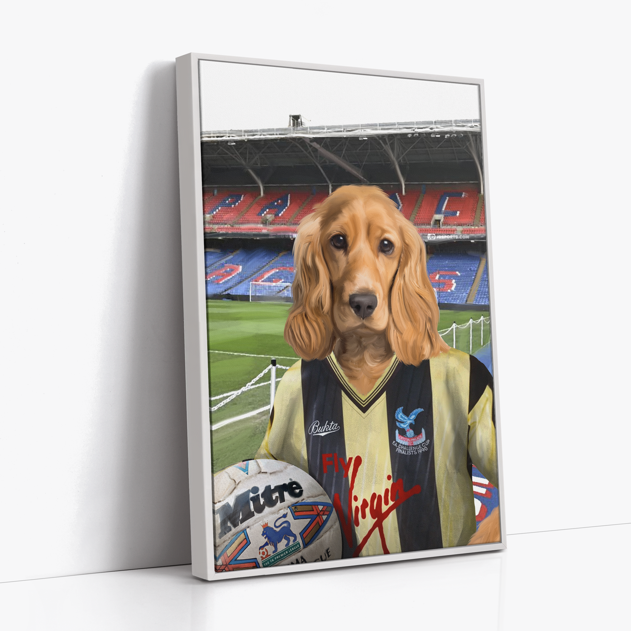 Your Pet in a Crystal Palace 1990 3rd Shirt inside Selhurst Park