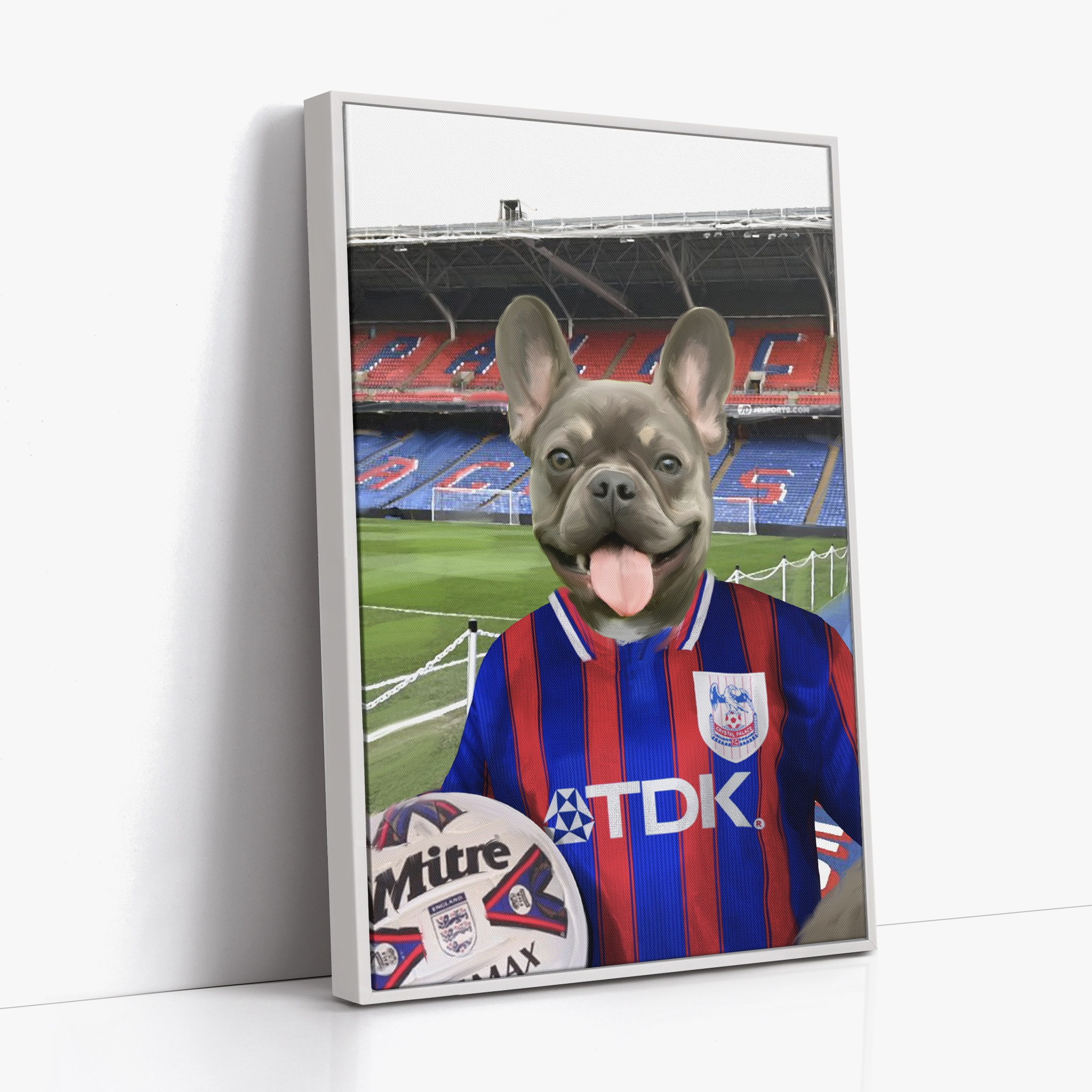 Your Pet in a Crystal Palace 1997 Home Shirt inside Selhurst Park