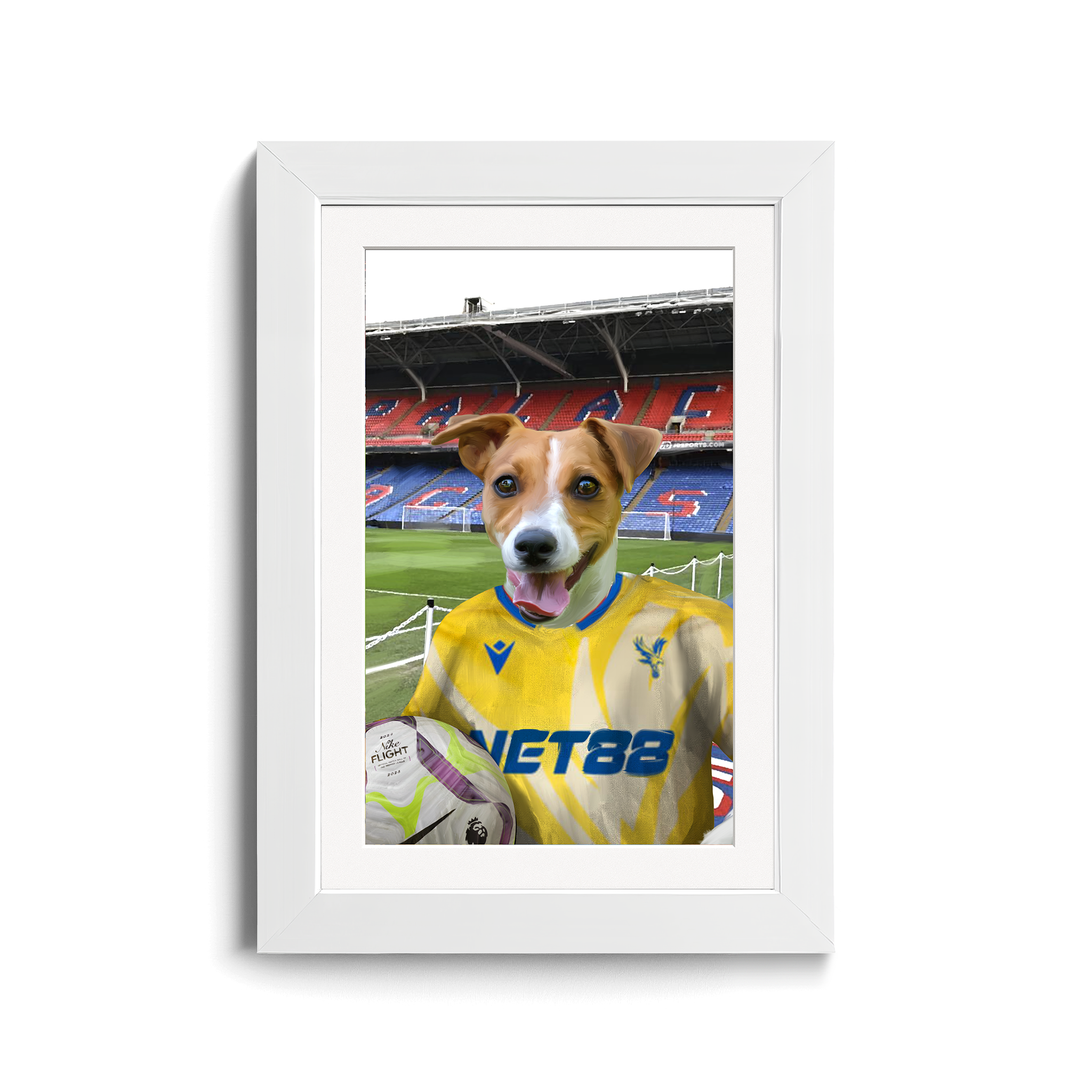 Your Pet in a Crystal Palace 24/25 Away Shirt inside Selhurst Park