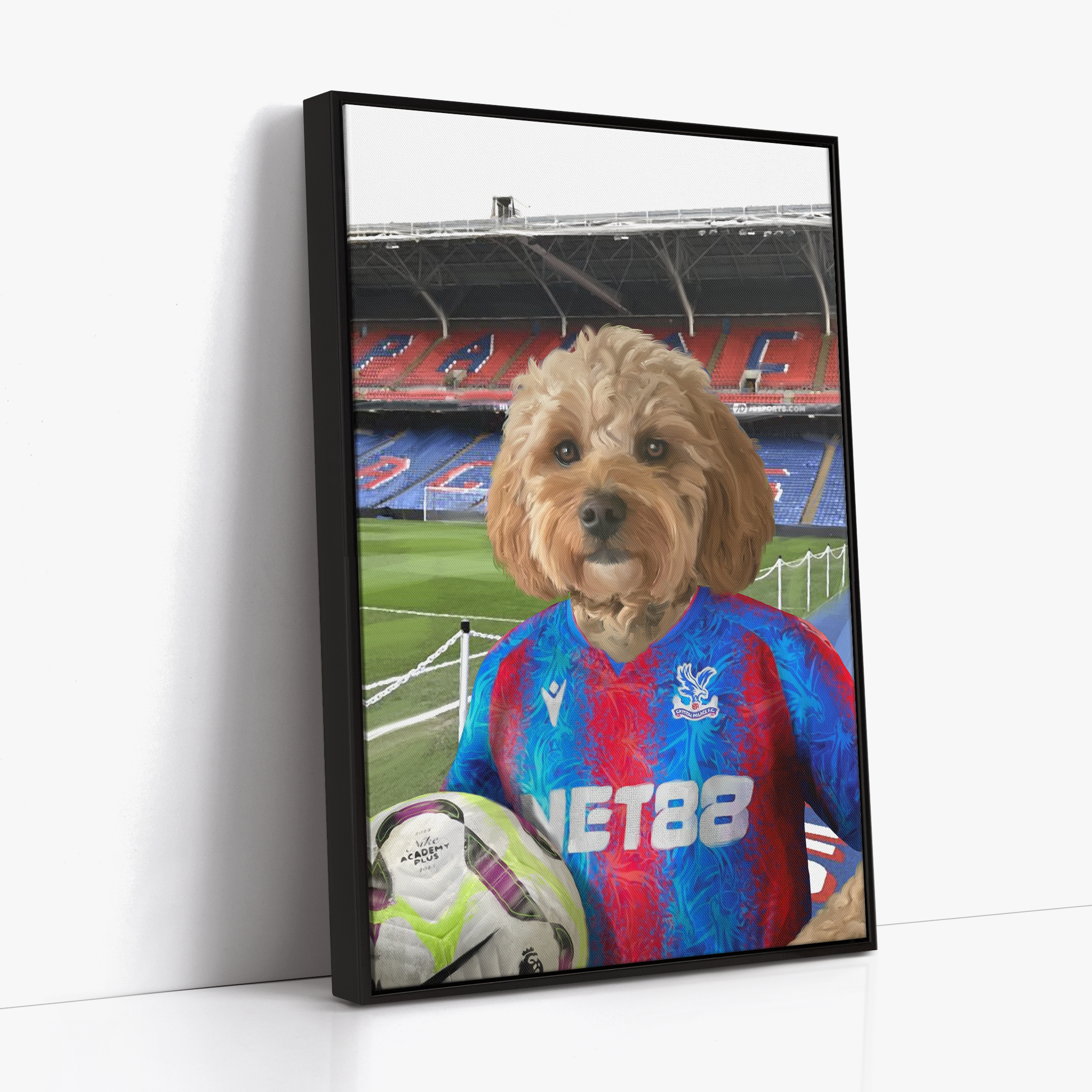 Your Pet in a Crystal Palace 24/25 Home Shirt inside Selhurst Park