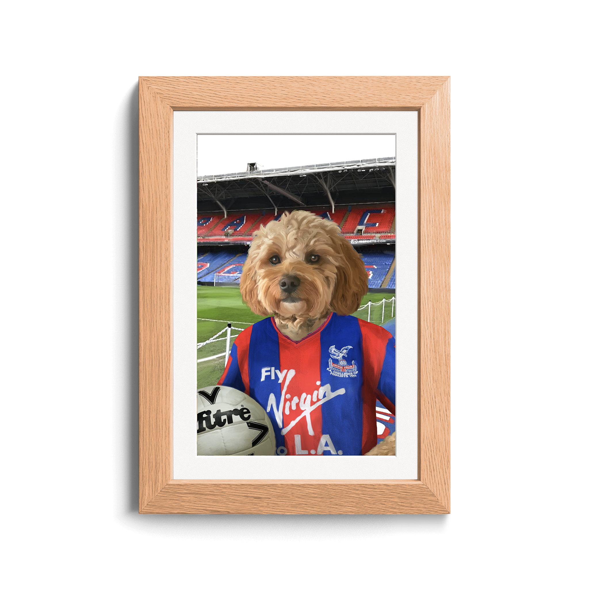 Your Pet in a Crystal Palace 24/25 Home Shirt inside Selhurst Park