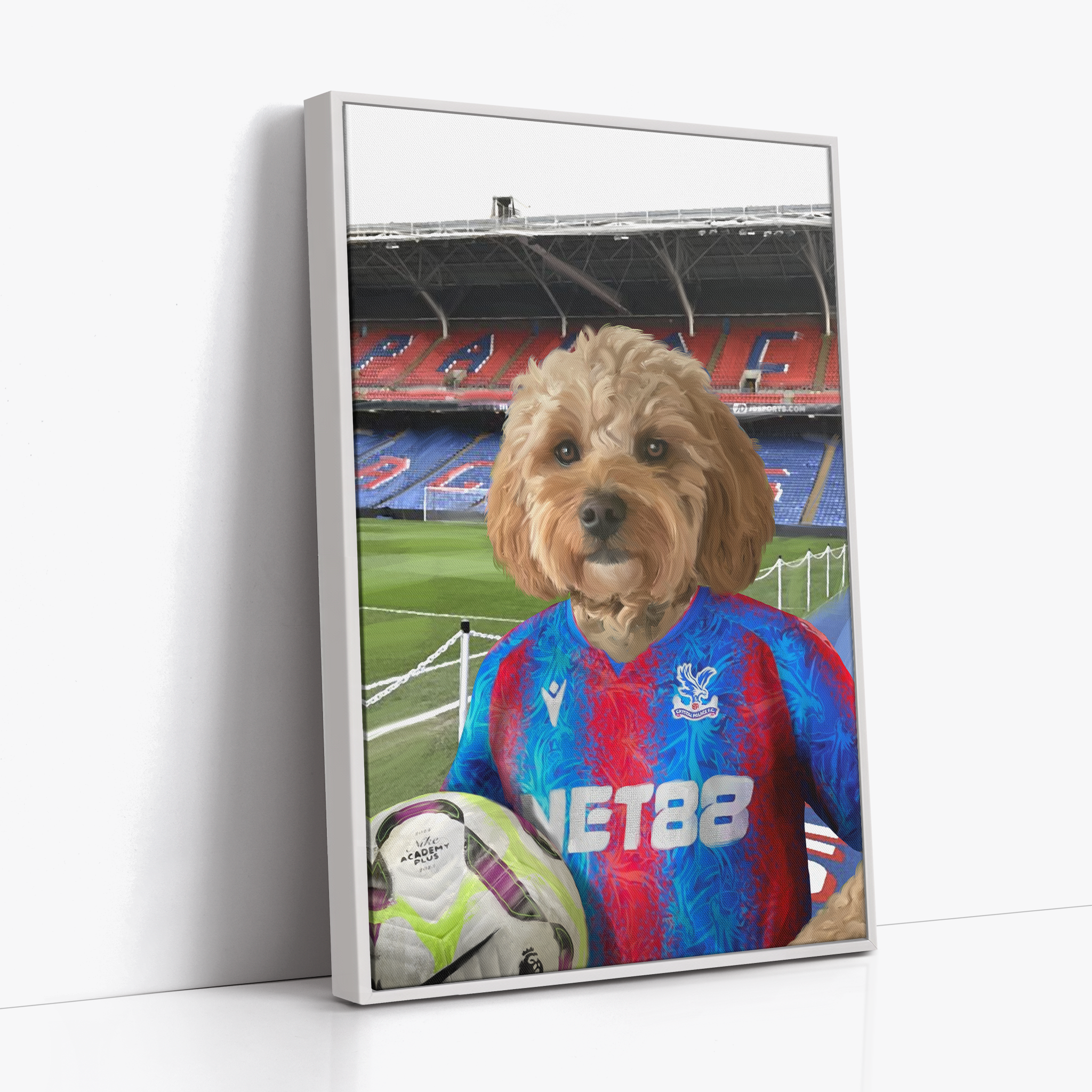 Your Pet in a Crystal Palace 24/25 Home Shirt inside Selhurst Park