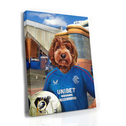 Your Pet in a Rangers Home Shirt Outside Ibrox