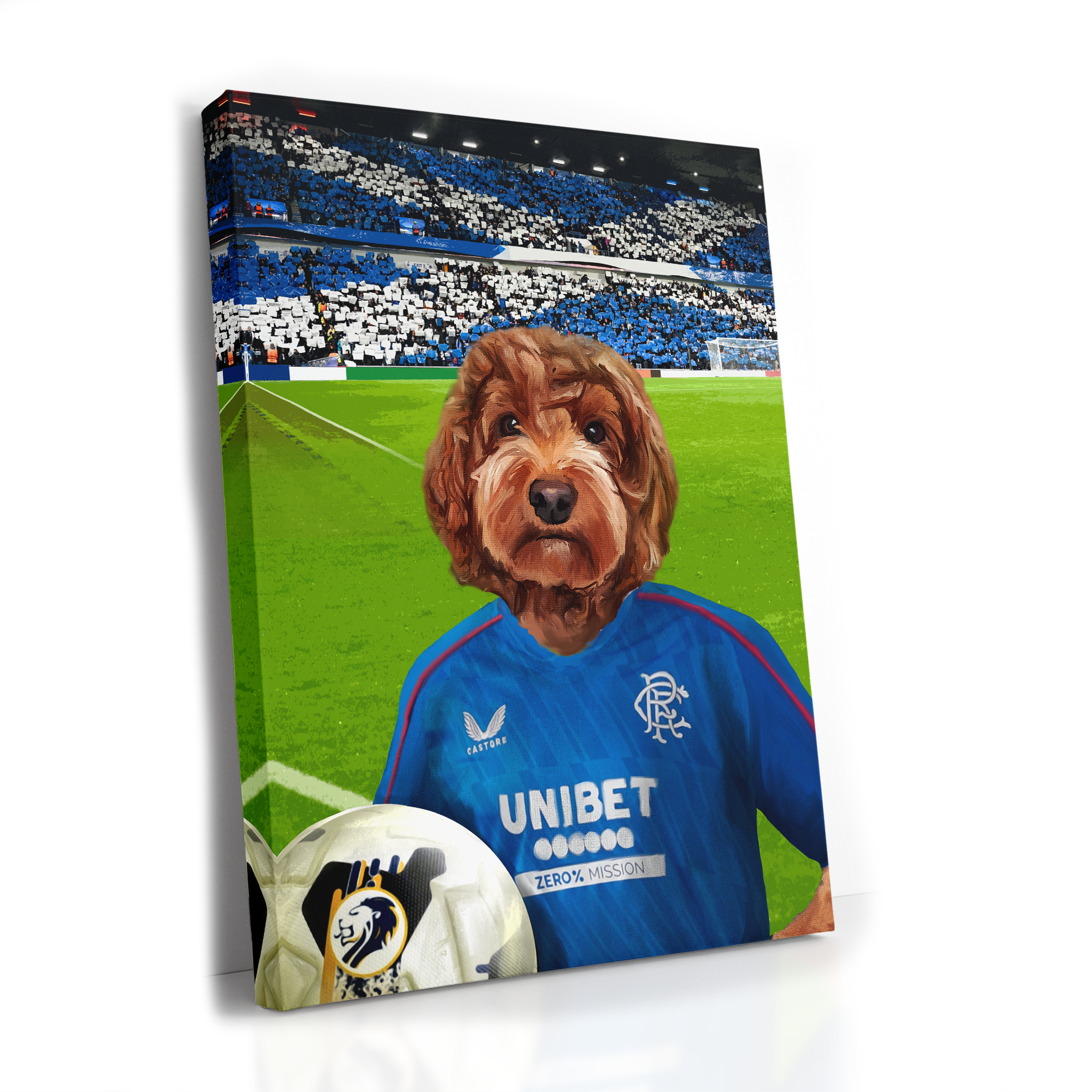 Your Pet in a Rangers Home Shirt Inside Ibrox (Scotland Flag)