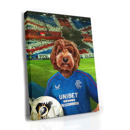 Your Pet in a Rangers Home Shirt Inside Ibrox (Union Jack Flag)