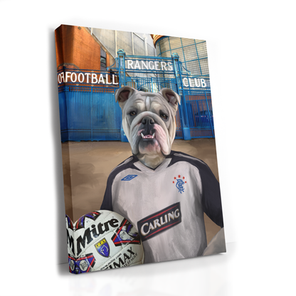 Your Pet in a Rangers 2007-08 Away Shirt outside Rangers Gates