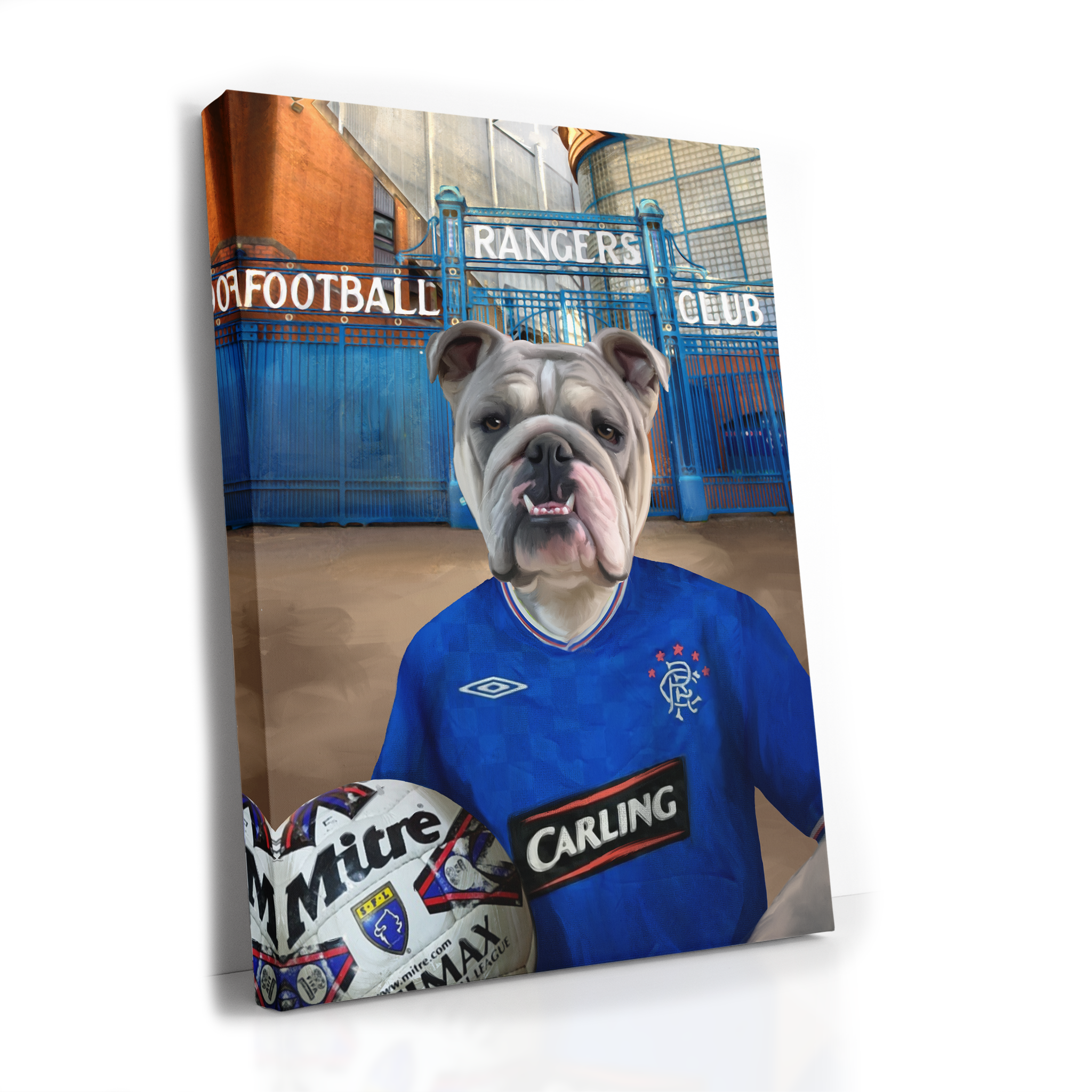 Your Pet in a Rangers 2009-10 Home Shirt outside Rangers Gates