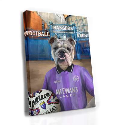 Your Pet in a Rangers 1994-95 Away Shirt outside Rangers Gates