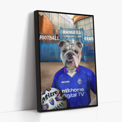 Your Pet in a Rangers 2002-03 Home Shirt outside Rangers Gates