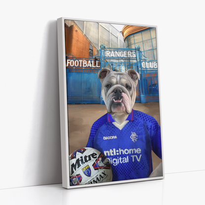 Your Pet in a Rangers 2002-03 Home Shirt outside Rangers Gates