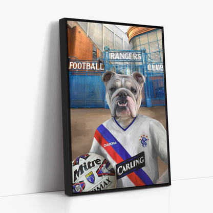 Your Pet in a Rangers 2004-05 Away Shirt outside Rangers Gates