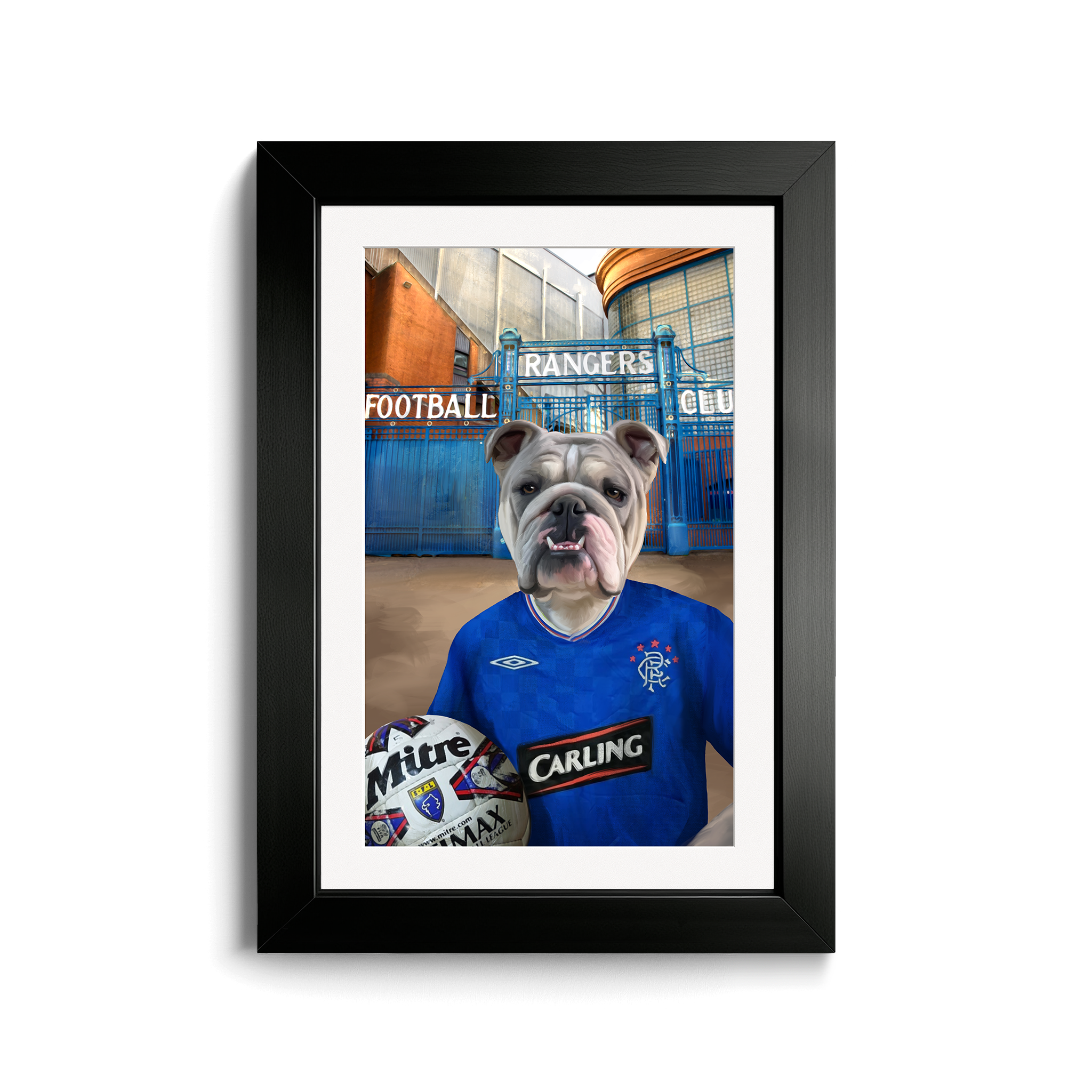 Your Pet in a Rangers 2009-10 Home Shirt outside Rangers Gates