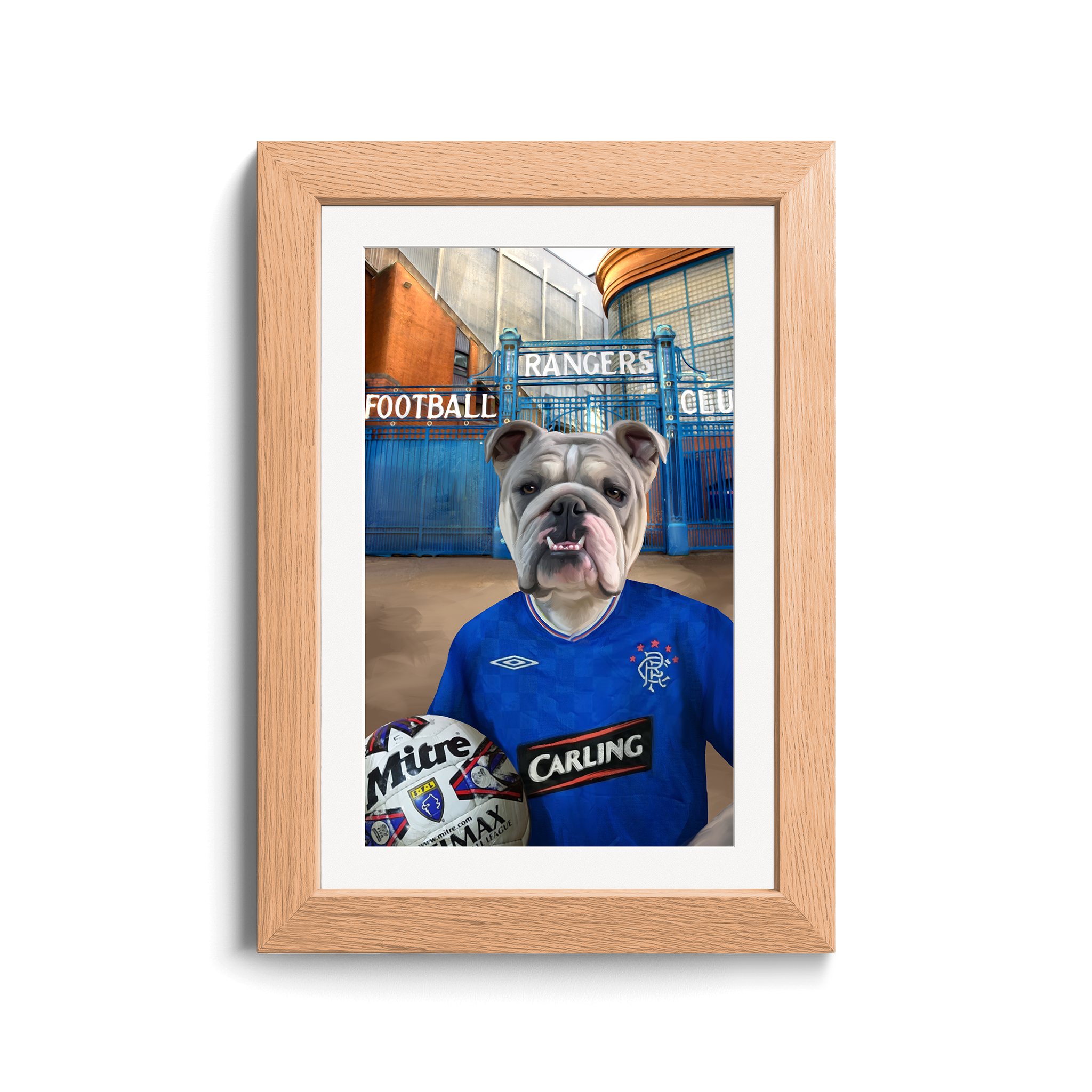 Your Pet in a Rangers 2009-10 Home Shirt outside Rangers Gates