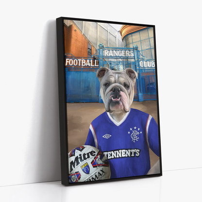 Your Pet in a Rangers 2011-12 Home Shirt outside Rangers Gates