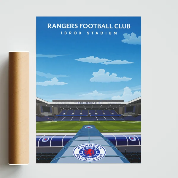 Hand Drawn Image of Rangers Football Club Ibrox Stadium Photo Print